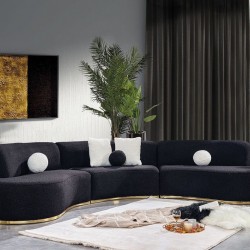 black focus corner sofa set