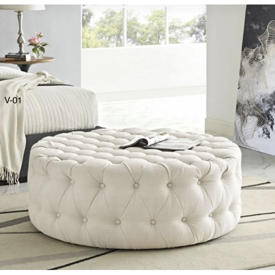 EMBA LUXURY-Quilted round oval pouf