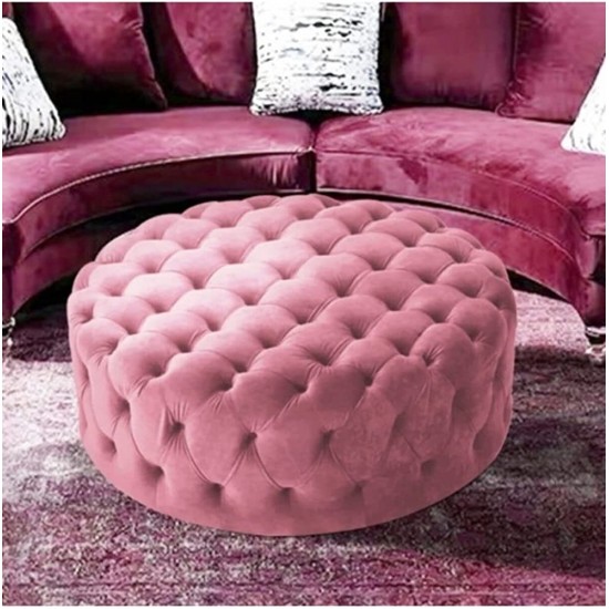 EMBA LUXURY-Quilted round oval pouf