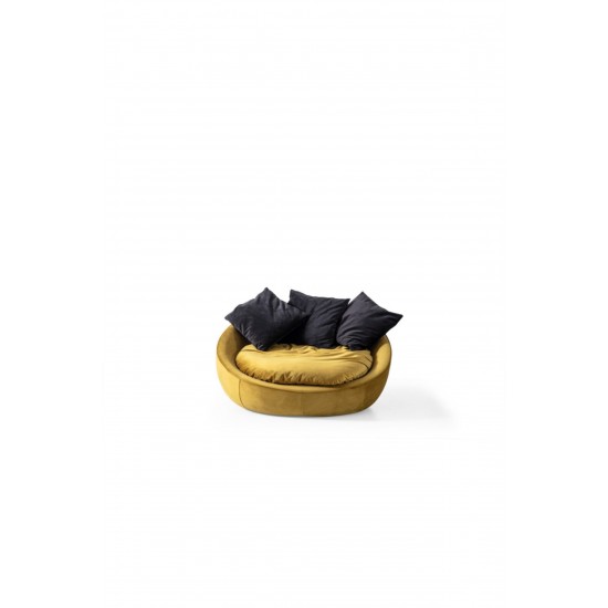 EMBA LUXURY- Kuanza Bergere 360* Rotating Round Single Sofa Babyface fabric soft comfortable armchair