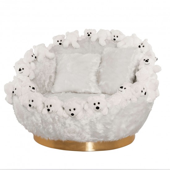 EMBA LUXURY- Kuanza Bergere with Teddy Bear 360* Rotating Round Single Sofa Tedy fabric soft comfortable armchair