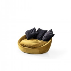 EMBA LUXURY- Kuanza Bergere 360* Rotating Round Single Sofa Babyface fabric soft comfortable armchair