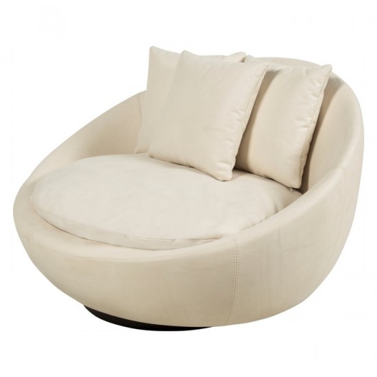 EMBA LUXURY- Kuanza Bergere 360* Rotating Round Single Sofa Babyface fabric soft comfortable armchair