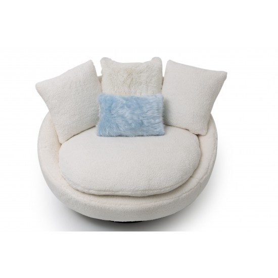 EMBA LUXURY- Kuanza Bergere 360* Rotating Round Single Sofa Babyface fabric soft comfortable armchair