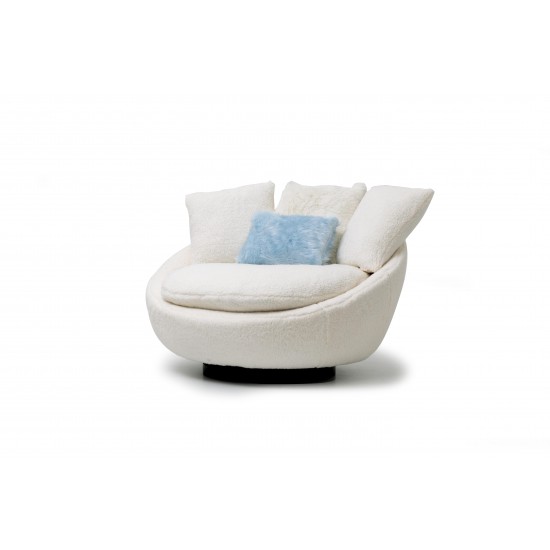 EMBA LUXURY- Kuanza Bergere 360* Rotating Round Single Sofa Babyface fabric soft comfortable armchair