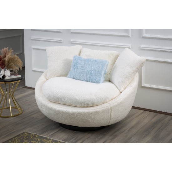 EMBA LUXURY- Kuanza Bergere 360* Rotating Round Single Sofa Babyface fabric soft comfortable armchair