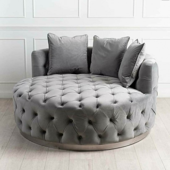 EMBA LUXURY- Quilted Linda Round Oval Armchair EmbaLuxury