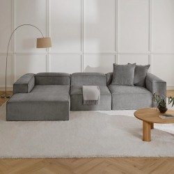 EMBA LUXURY- Logo Big Corner Sofa Gray Striped