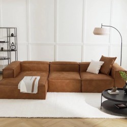 EMBA LUXURY- Logo Big Corner Sofa Brown