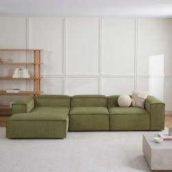 EMBA LUXURY- Logo Big Corner Sofa Green Striped