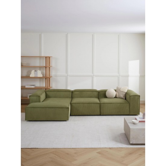 EMBA LUXURY- Logo Big Corner Sofa Green Striped