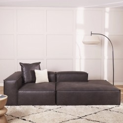 EMBA LUXURY- Logo Relaxing Corner Sofa Dark Gray