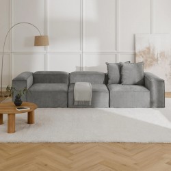 EMBA LUXURY- Logo Four-Seat Sofa Gray Striped