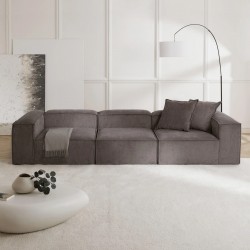 EMBA LUXURY- Logo Four-Seat Sofa Brown Striped