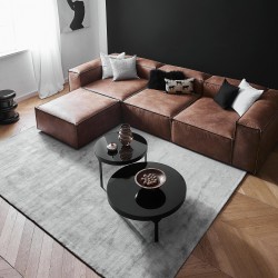 EMBA LUXURY- Logo Four-Seat Sofa Brown