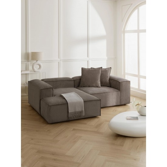 EMBA LUXURY- Logo Corner Sofa Brown Striped