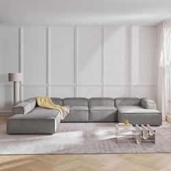 EMBA LUXURY- Logo Ultra Corner Sofa Gray Striped