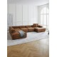 EMBA LUXURY- Logo Ultra Corner Sofa Brown