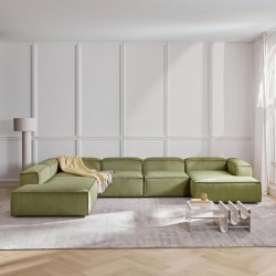 EMBA LUXURY- Logo Ultra Corner Sofa Green Striped