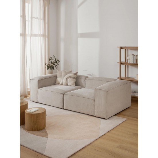 EMBA LUXURY- Logo Three-Seat Sofa Beige Striped