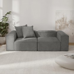 EMBA LUXURY- Logo Three Seater Sofa Gray