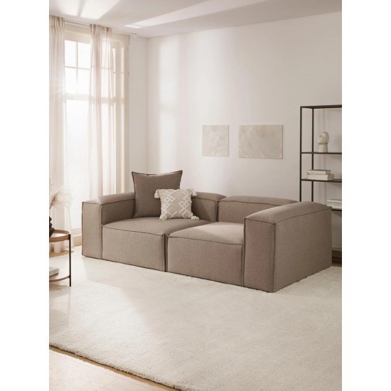 EMBA LUXURY- Logo Three-Seat Sofa Cappuccino