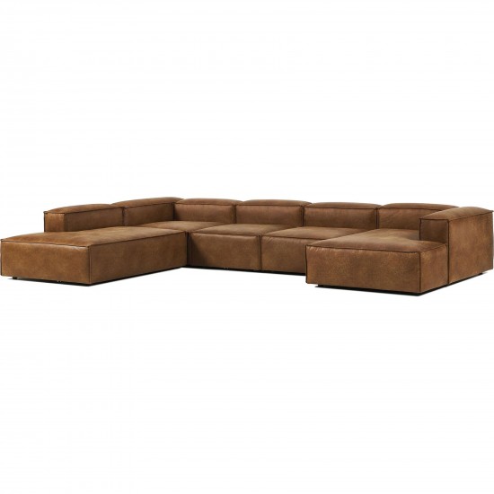 EMBA LUXURY- Logo Ultra Corner Sofa Brown