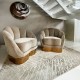 EMBA LUXURY- Love Bergere teddy towel fabric round fluffy split waiting room lounge group single chair