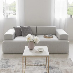 EMBA LUXURY- Meva Three Seater Sofa Light Gray