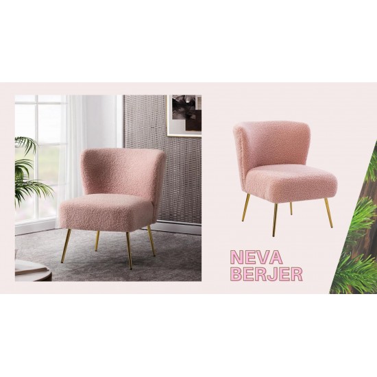 EMBA LUXURY- Neva Berjer berjer gold metal leg single chair babyface teddy curly fabric soft comfortable armchair