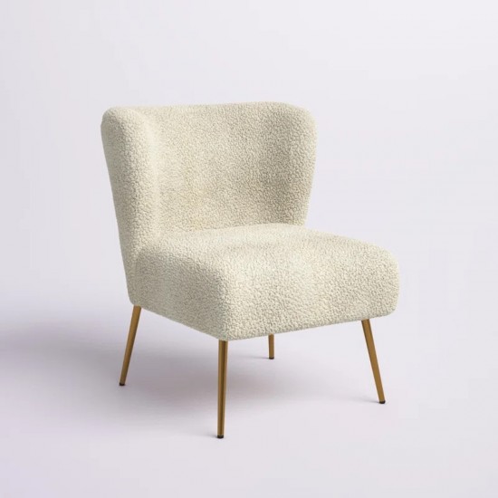 EMBA LUXURY- Krem Neva Berjer berjer gold metal leg single chair babyface teddy curly fabric soft comfortable armchair