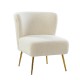 EMBA LUXURY- Krem Neva Berjer berjer gold metal leg single chair babyface teddy curly fabric soft comfortable armchair