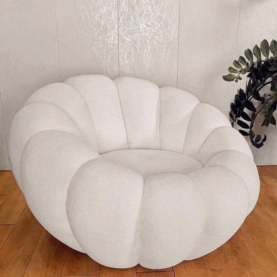 EMBA LUXURY- Okka Molly Bergere Teddy Towel Fabric Round Fluffy Split waiting room lounge group single chair