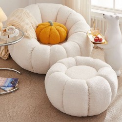 EMBA LUXURY- Okka Molly Bergere Teddy Towel Fabric Round Fluffy Split waiting room lounge group single chair