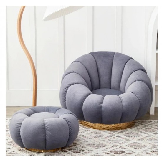 EMBA LUXURY- Okka Molly Bergere Teddy Towel Fabric Round Fluffy Split waiting room lounge group single chair