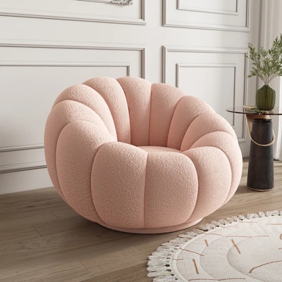 EMBA LUXURY- Okka Molly Bergere Teddy Towel Fabric Round Fluffy Split waiting room lounge group single chair