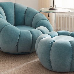 EMBA LUXURY- Okka Molly Bergere Teddy Towel Fabric Round Fluffy Split waiting room lounge group single chair