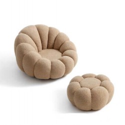 EMBA LUXURY- Okka Molly Bergere Teddy Towel Fabric Round Fluffy Split waiting room lounge group single chair