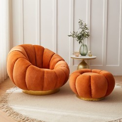 EMBA LUXURY- Okka Molly Bergere Teddy Towel Fabric Round Fluffy Split waiting room lounge group single chair