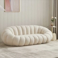 EMBA LUXURY- Fluffy Split Okka Molly Sofa with teddy towel fabric oval fluff split waiting room lounge group triple double sofa chair