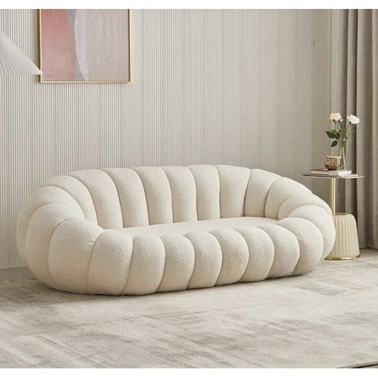 EMBA LUXURY- Fluffy Split Okka Molly Sofa with teddy towel fabric oval fluff split waiting room lounge group triple double sofa chair