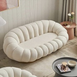 EMBA LUXURY- Fluffy Split Okka Molly Sofa with teddy towel fabric oval fluff split waiting room lounge group triple double sofa chair