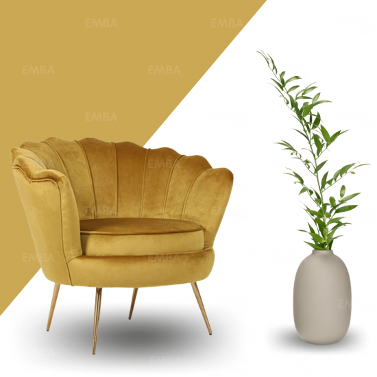 EMBA LUXURY- Daisy (Oyster) Bergere Gold Metal Leg Round Single Armchair Babyface Teddy Boucle fabric soft comfortable armchair