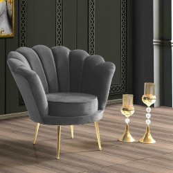 EMBA LUXURY- Daisy (Oyster) Bergere Gold Metal Leg Round Single Armchair Babyface Teddy Boucle fabric soft comfortable armchair