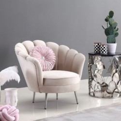 EMBA LUXURY- Daisy (Oyster) Bergere Gold Metal Leg Round Single Armchair Babyface Teddy Boucle fabric soft comfortable armchair