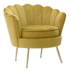 EMBA LUXURY- Daisy (Oyster) Bergere Gold Metal Leg Round Single Armchair Babyface Teddy Boucle fabric soft comfortable armchair