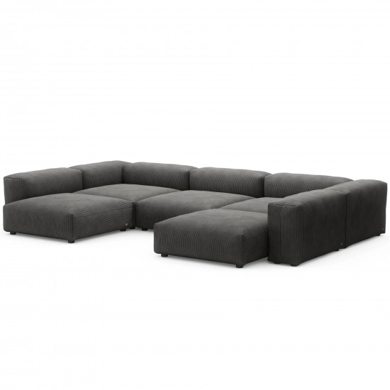 EMBA LUXURY-Soma Big Corner Sofa Anthracite Striped