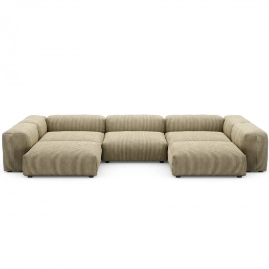 EMBA LUXURY-Soma Big Corner Sofa Khaki Striped