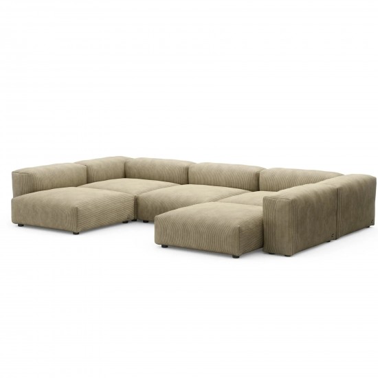 EMBA LUXURY-Soma Big Corner Sofa Khaki Striped